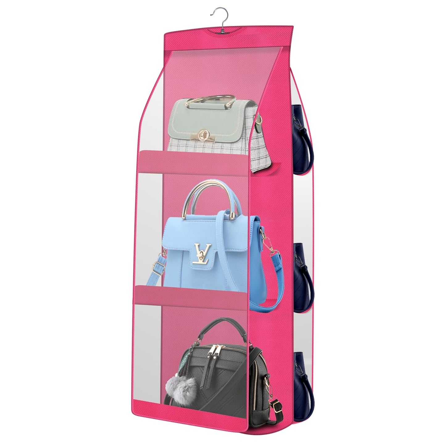 BRXOO Hanging Handbag Purse Organizer (6 Pocket- 1 Pcs-Pink)