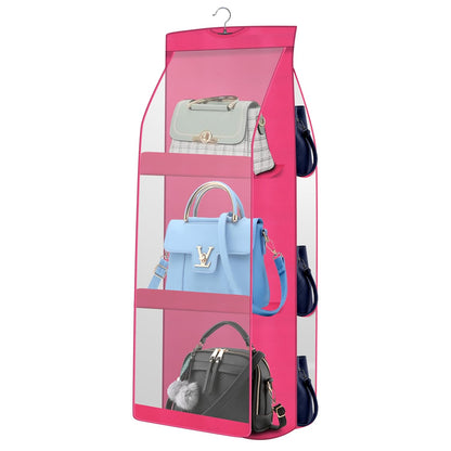 BRXOO Hanging Handbag Purse Organizer (6 Pocket- 1 Pcs-Pink)