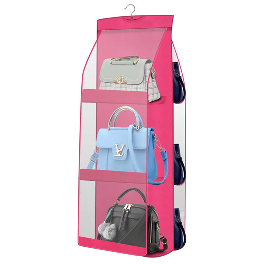 BRXOO Hanging Handbag Purse Organizer (6 Pocket- 1 Pcs-Pink)