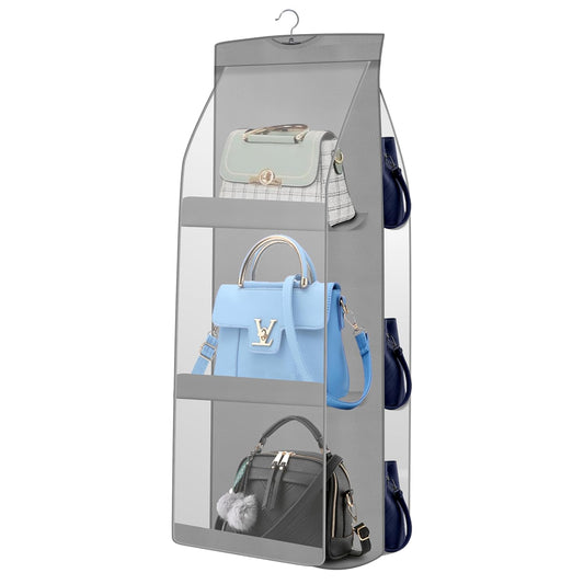 BRXOO Hanging Handbag Purse Organizer (6 Pocket- 1 Pcs Grey)